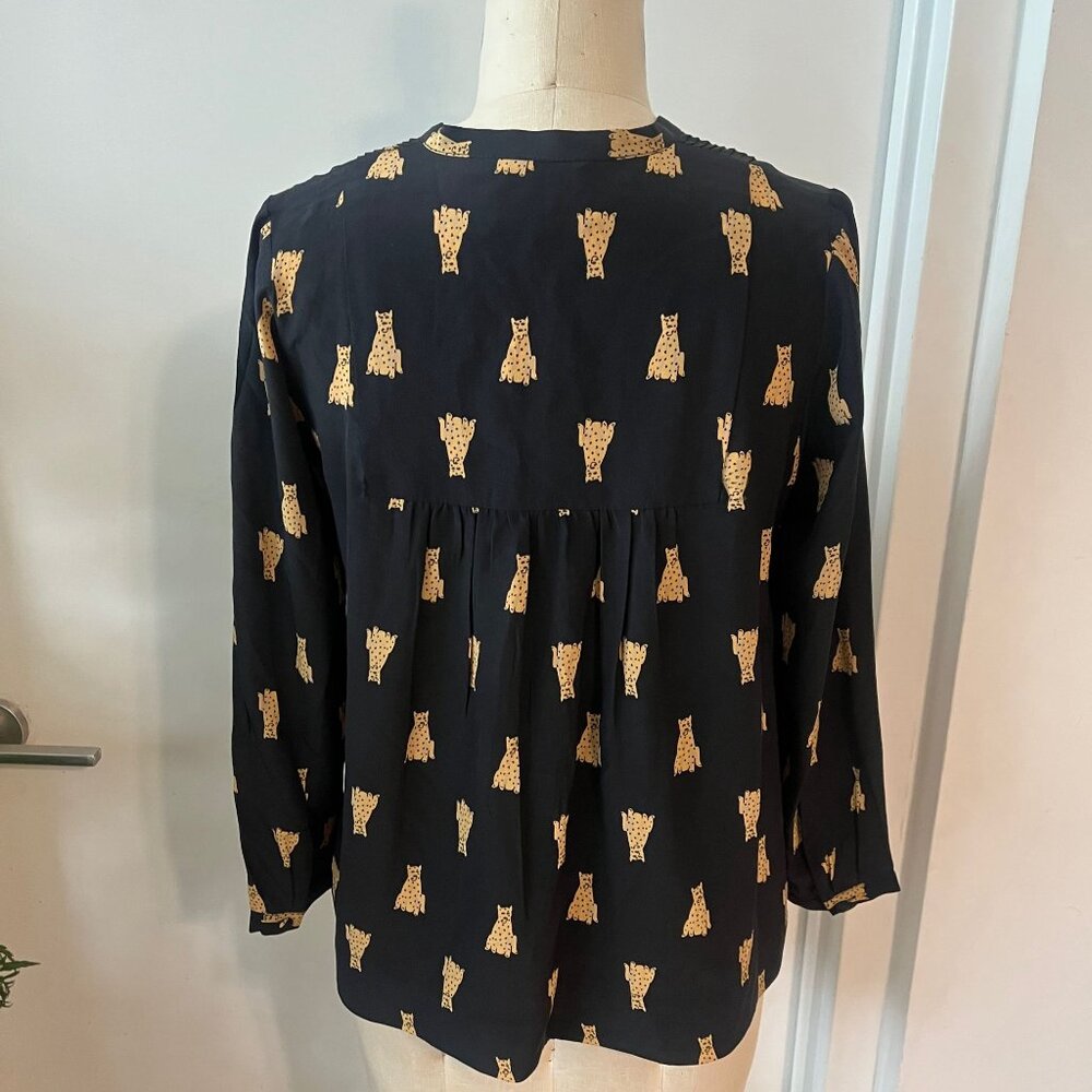 SEA NEW YORK Cheetah Silk Printed Blouse Size 2 - Picture 2 of 9
